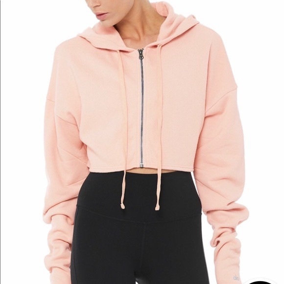 ALO Yoga Tops - NEW ALO Yoga Athletic Pink Extreme Cropped Hoodie